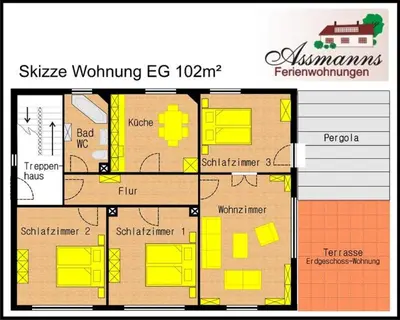 Grundriss der Unterkunft Assmanns Ferienwohnungen Ost