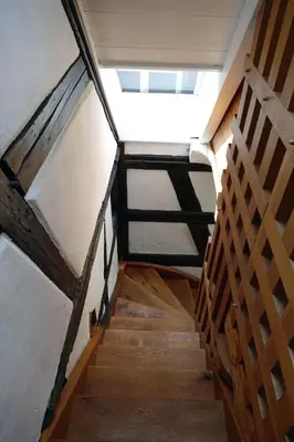Ein Bett oder Betten in einem Zimmer der Unterkunft Fachwerkhaus Maximilian