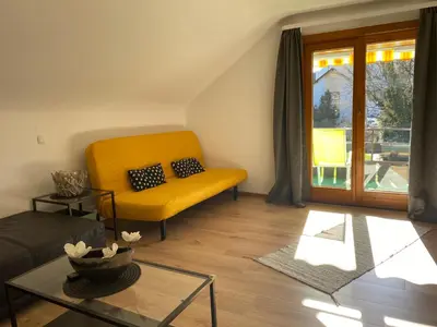 Ein Sitzbereich in der Unterkunft Ferienwohnung Seerose Bad Wildbad i. Schwarzwald