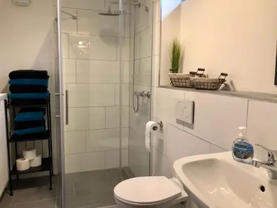 Ein Badezimmer in der Unterkunft FeWo Brückweg