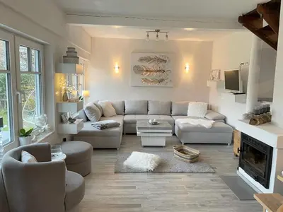 Ein Sitzbereich in der Unterkunft Ferienhaus Hygge