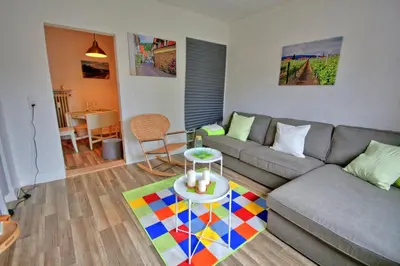 Ein Sitzbereich in der Unterkunft Ferienwohnung Eulenhof