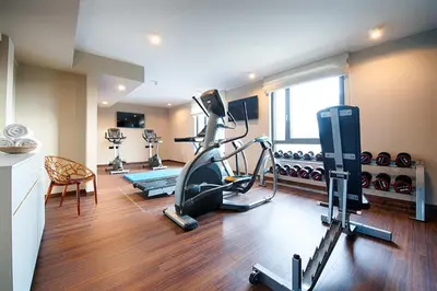 Das Fitnesscenter und/oder die Fitnesseinrichtungen in der Unterkunft Welcome Hotel Neckarsulm