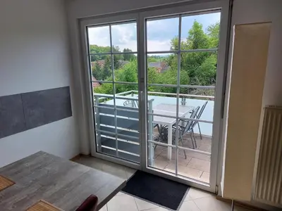 Ein Balkon oder eine Terrasse in der Unterkunft Ferienwohnung Frühlingstraße