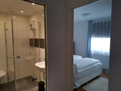 Ein Badezimmer in der Unterkunft Ferienwohnung mit Aussicht auf die Burg