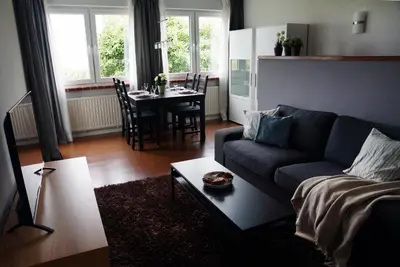 Ein Sitzbereich in der Unterkunft Ruhige Ferienwohnung mit Fernblick