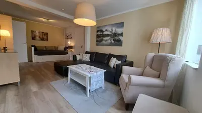 Ein Sitzbereich in der Unterkunft Ferienwohnung Rauch