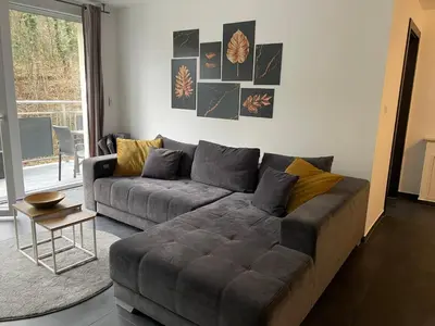 Ein Sitzbereich in der Unterkunft Appartement im Herzen von Leimen