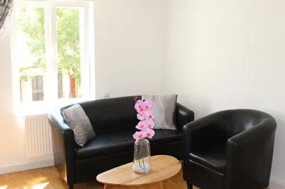 Ein Sitzbereich in der Unterkunft Inside Apartments Speyer