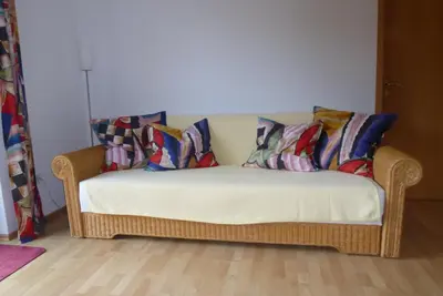 Ein Bett oder Betten in einem Zimmer der Unterkunft Enzkreisspitze Garten