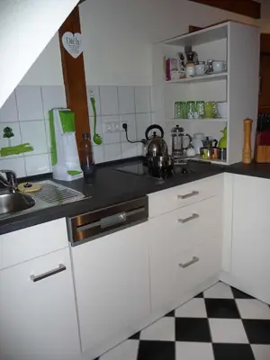 Küche/Küchenzeile in der Unterkunft Ferienwohnung Böllsteiner Höhe