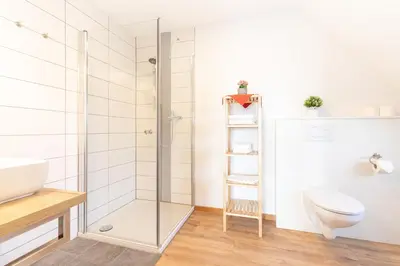 Ein Badezimmer in der Unterkunft Schäfer's Ferienhof Michaelsberg