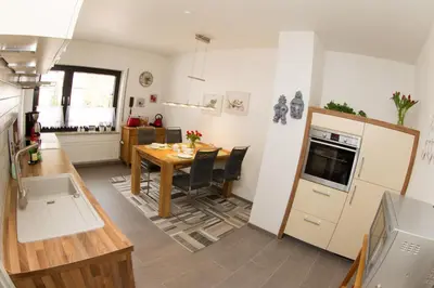 Küche/Küchenzeile in der Unterkunft Ferienwohnung am Sulzbach