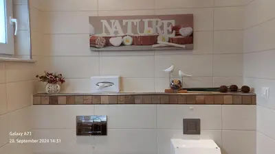 Ein Badezimmer in der Unterkunft Pfalz-Apartment Mein Chalet - Einzigartig in Großkarlbach