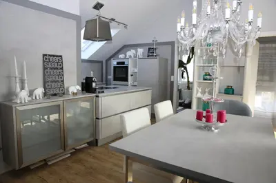Küche/Küchenzeile in der Unterkunft Apartment mit Designerküche, Loggia Ludwigsburg nahe Stuttgart
