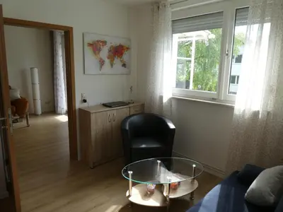 Ein Sitzbereich in der Unterkunft Ferienwohnung Mainz-Weisenau