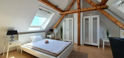 Ein Bett oder Betten in einem Zimmer der Unterkunft coLodging Mannheim - private rooms & kitchen