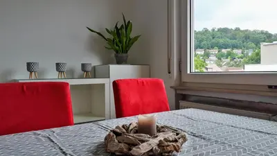 Ein Bett oder Betten in einem Zimmer der Unterkunft Ferienwohnung Weinheim Stadler