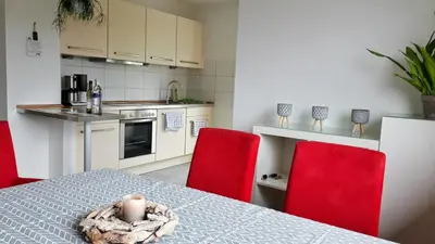 Küche/Küchenzeile in der Unterkunft Ferienwohnung Weinheim Stadler