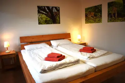 Ein Bett oder Betten in einem Zimmer der Unterkunft FVH Family Vacation Heidelberg