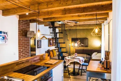 Ein Sitzbereich in der Unterkunft Charmantes TINY HOUSE Apartment in Besigheim mit Gartenblick und zentrale Lage