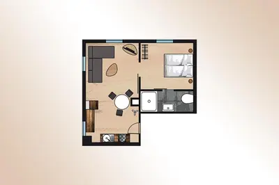 Grundriss der Unterkunft Modernes Apartment BLUES in ruhiger Altstadtlage perfekt für Paare Genießer und Auszeiten in der Weinregion Ihr gemütliches Zuhause in Besigheim