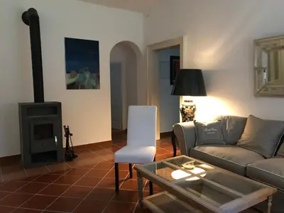 Ein Sitzbereich in der Unterkunft Elegantes Gästeapartment Verano in Schloß und Hofgut Langenzell