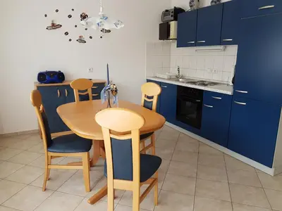 Küche/Küchenzeile in der Unterkunft Ferienwohnung keine Monteurvermietung Nähe Heidelberg Hockenheim BDS Anlage