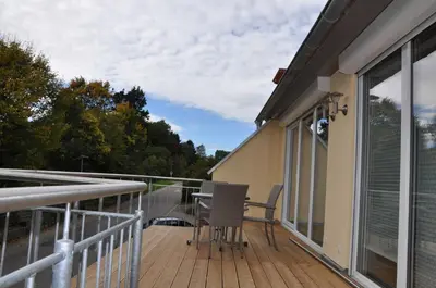 Ein Balkon oder eine Terrasse in der Unterkunft Ferienwohnung Vollert