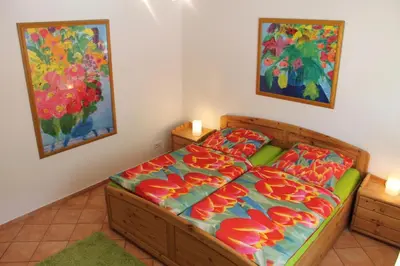 Ein Bett oder Betten in einem Zimmer der Unterkunft Ferienwohnung Jasmin in Schönau bei Heidelberg FEWO 2