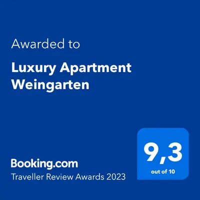Ein Zertifikat, Auszeichnung, Logo oder anderes Dokument, das in der Unterkunft Luxury Apartment Weingarten ausgestellt ist