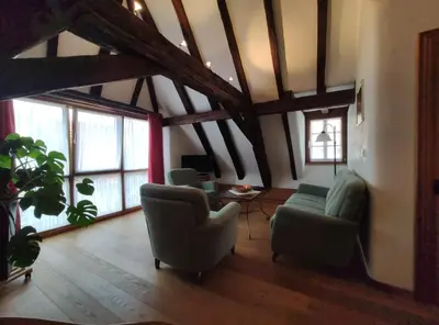 Ein Sitzbereich in der Unterkunft Gutsherrenhaus