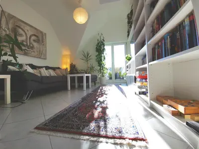 Ein Sitzbereich in der Unterkunft 70qm Wohnung, 76771 Hördt, Naturschutzgebiet, Rheinland-Pfalz