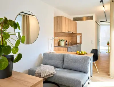 Küche/Küchenzeile in der Unterkunft Modern ausgebauter Überseecontainer als Tiny House
