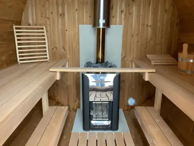 Grundriss der Unterkunft Hencoop 2 room apartment kitchen bathroom and optional Sauna