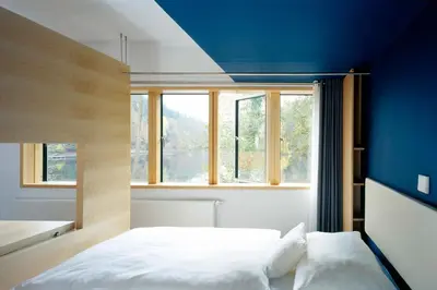 Ein Bett oder Betten in einem Zimmer der Unterkunft seehaus forelle haeckenhaus