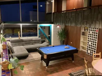 Ein Sitzbereich in der Unterkunft Villa Kunterbunt