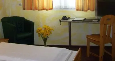 Ein Bett oder Betten in einem Zimmer der Unterkunft Hotel Goldener Karpfen