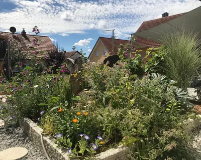 Ein Garten an der Unterkunft Ferienwohnung „Anhaide“