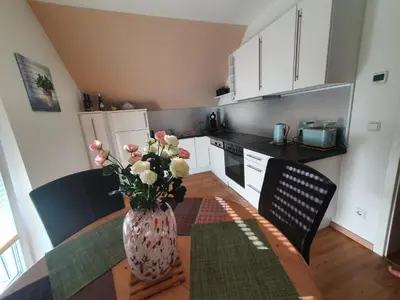 Küche/Küchenzeile in der Unterkunft Ferienwohnung „Anhaide“