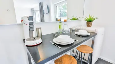 Küche/Küchenzeile in der Unterkunft Studio HIRSCH56 - Zentral-Ruhig-Terrasse-Netflix