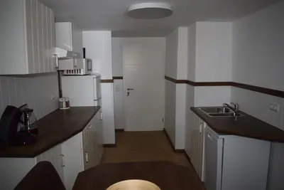 Küche/Küchenzeile in der Unterkunft Apartments mit Klimaanlage am Neckarufer, Schöne Aussicht