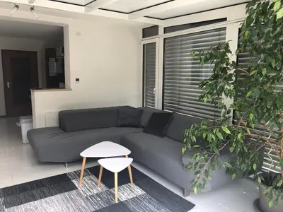 Ein Sitzbereich in der Unterkunft Ferienwohnung Janson-2