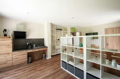 Küche/Küchenzeile in der Unterkunft Sonnenscheinhaus Wohnung 1
