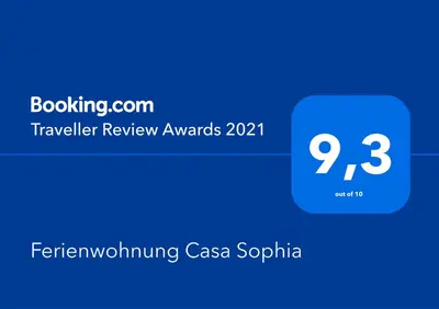 Ein Zertifikat, Auszeichnung, Logo oder anderes Dokument, das in der Unterkunft Ferienwohnung Casa Sophia ausgestellt ist