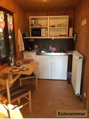 Küche/Küchenzeile in der Unterkunft Waldnest Odenwald - Waldhauszimmer