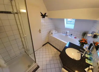 Ein Badezimmer in der Unterkunft Hotel Goldener Falke