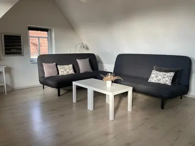 Ein Sitzbereich in der Unterkunft Monteurwohnung Ferienhaus für bis zu 4 Personen