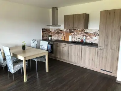 Küche/Küchenzeile in der Unterkunft 1,5 ZKB Wohnung im Odenwald, an der Bergstraße mit tollem Ausblick