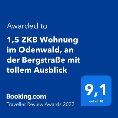Ein Zertifikat, Auszeichnung, Logo oder anderes Dokument, das in der Unterkunft 1,5 ZKB Wohnung im Odenwald, an der Bergstraße mit tollem Ausblick ausgestellt ist